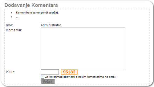 obrazac za komentare
